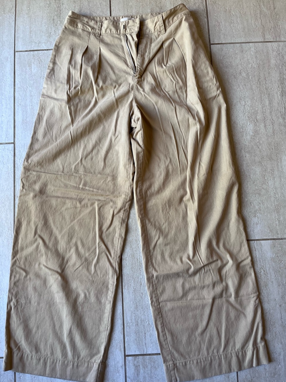 Universal Thread Linen Blend Pleated Trousers Tan Wide Leg 6 Preppy Academia